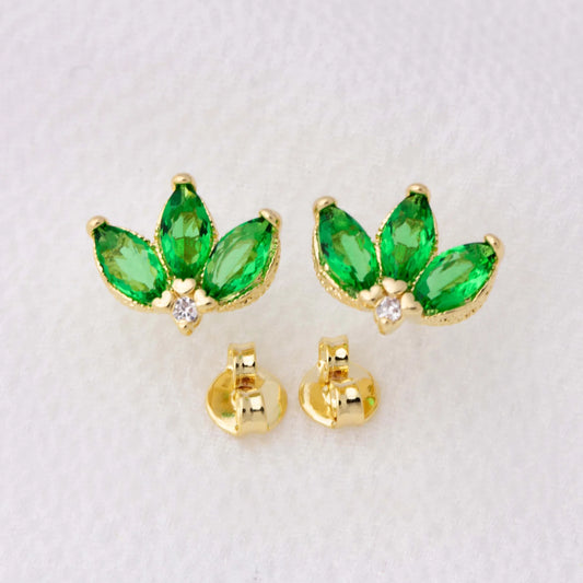 The ‘Sayuri’ Vintage Emerald lotus studs